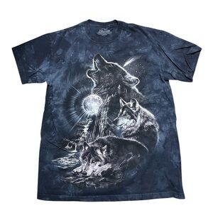 The Mountain Wolf Howl T-Shirt Dark Blue Size Medium